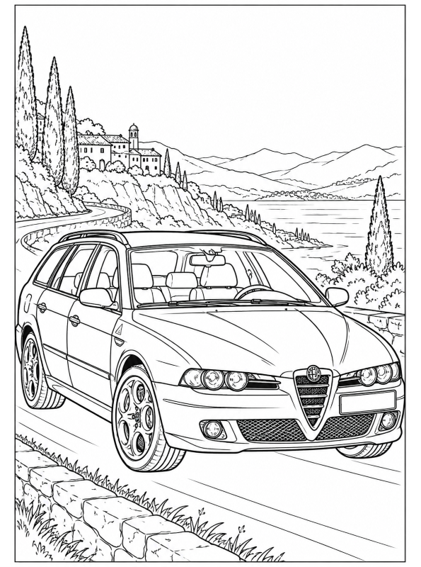 alfa romeo sportwagon, kleurplaat van Automerken